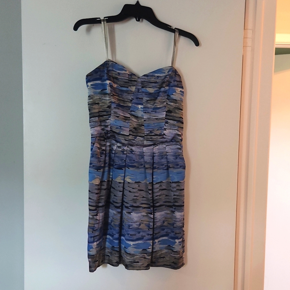 BCBG Dress Medium M Blue Gray and Purple